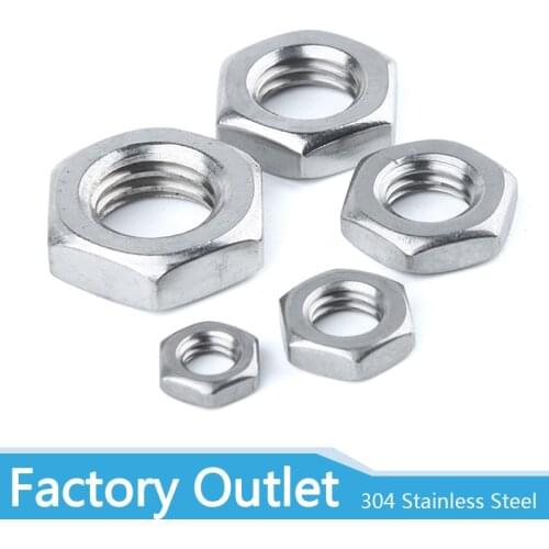 10/50pcs M2.5 M3 M4 M5 M6 M8 M10 M12 M14 M16 Gasket A2-70 Thin Nut Jam Nut DIN439 GB6172 Stainless Steel Flat Hex Hexagon