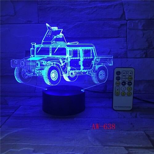 3D Vision 7 Colors Changing Car Light Fixtures Led Home Lighting Desk Lamp Bedroom Sleep Decor Vehicle NightLight Gift AW-638