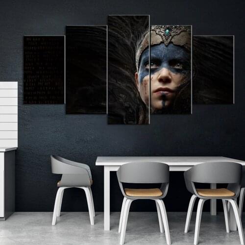 5 Piece Decorative Painting Poster Game Home Mural Hellblade Senuas Sacrifice Game Animation Art Wall Decor Paintings