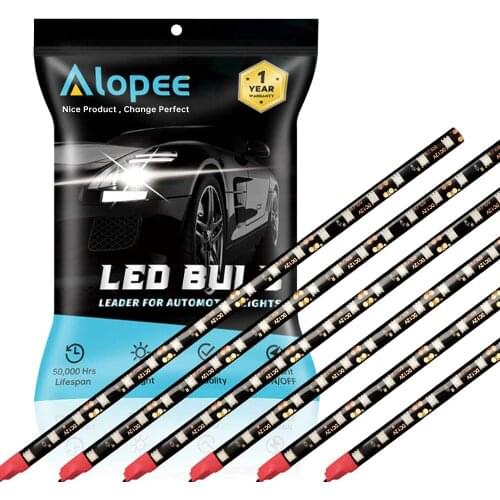 6pcs 30CM 18 SMD LED Strip Light 12V Underbody Atmosphere Decoration Light Waterproof Flexible Strip Blue Red White Yellow Green