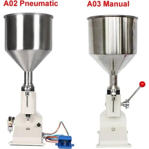 A02 A03 Pneumatic Liquid Paste Filling Machine 5~50ml Manual Nail Polish Shampoo Filling Machine for Cream Cosmetic Oil Filler