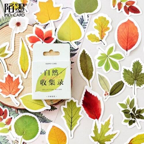 AAGU 46PCS/Lot Decorative Green Leaf Stickers Japanese/Custom/Stationery Stickers Scrapbooking Christmas/Halloween Sticker Cute