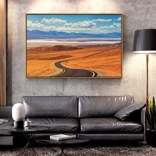 Artcozy Oil Canvas Painting desert_road_landscape For Home Decoration Wall Art
