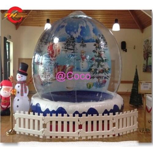 Free air ship to door!10ft diameter inflatable custom photo snow globe,christmas inflatable snow globe balloon advertising