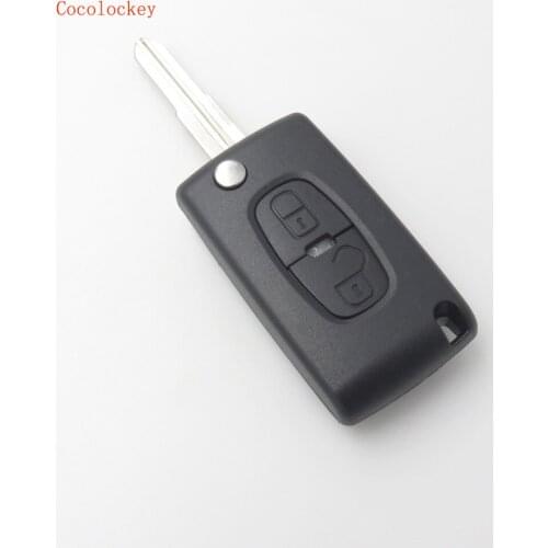 Cocolockey Flip Remote Key Shell Fob Case Fit for Citroen 2Button Replacement Car Key with VA2 Uncut Blade Folding Key No Logo