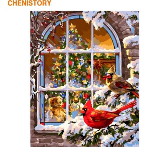 CHENISTORY Frame Christmas Snow DIY Painting By Numbers Landscape Modern Wall Art Picture Hand Painted Oil Painting For Home Art