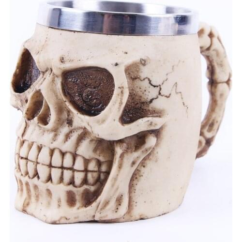 Skull Mug Drinking Cup Tankard Coffee Skeleton Resin Beer Stein Mug Tea Cup Spoof Halloween Bar Drinkware Gift