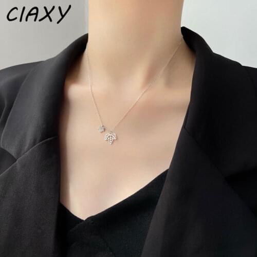 CIAXY 925 Sterling Silver Hollow Maple Leaf Necklaces for Women Temperament Small Fresh Clavicle Chain Choker Simple Jewelry