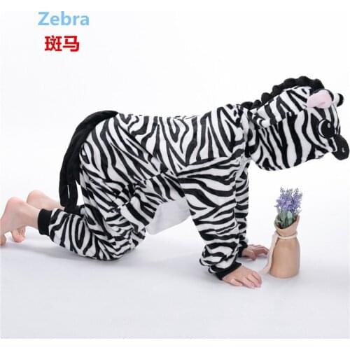 Kid Cute Zebra jumpsuit Cosplay,Boys Girls Party Clothes Flannel Pajamas Children Pyjamas Hooded Sleepwear Animal Owl Cosplay