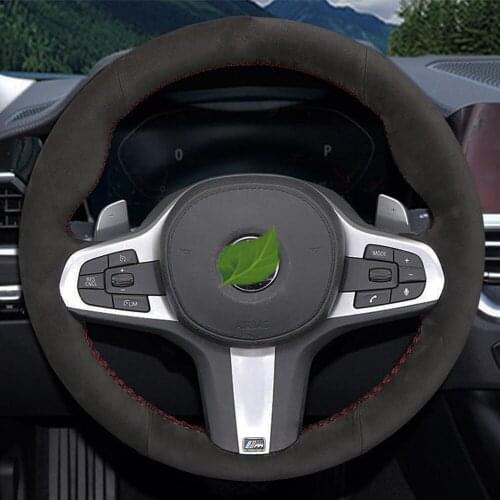 DIY Hand-stitched Black Suede Car Steering Wheel Cover For BMW M Sport G30 G31 G32 G20 G21 X3 G01 X4 G14 G15 G16 G02 X5 G05