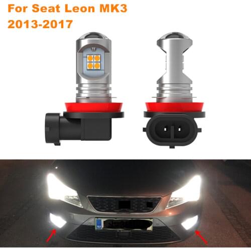 For Seat Leon 3 MK3 2013-2017 2pcs/lot Canbus Error Free White LED Car Front fog light Fog Lamp