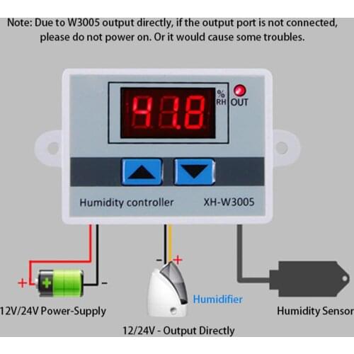 XH-W3005 New Digital Display Hygrometer Switch Controller Humidity Sensor 0~99%RH With High Accuracy Black-12v/110-220V