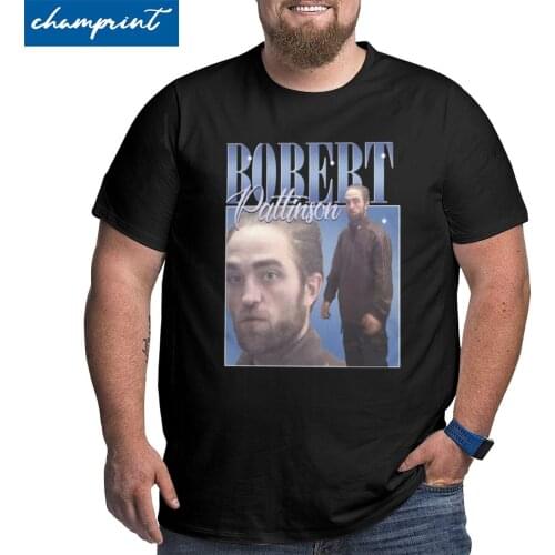 Mens Robert Pattinson Standing Funny Meme T Shirts Pure Cotton Clothing Crewneck Big Tall Tees Oversized 4XL 5XL 6XL T-Shirt