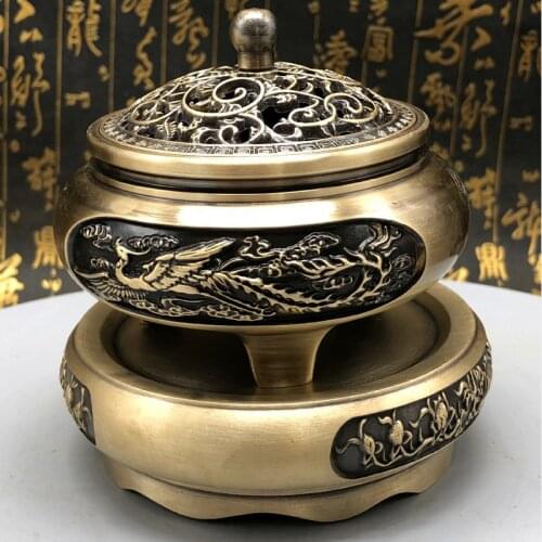 3-Legged Pure Copper Incense Burner Meditation Sandalwood Stove Tea Ceremony Incense Burner Living Room Antique Censer For Home