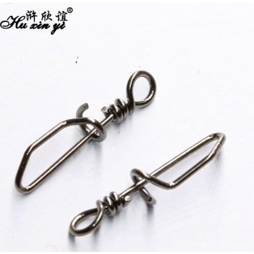 HXY PCS100 SIZE(6# to 12#) Stainless Steel Lure Connector Rotary T-shape Squid Snap Safety Pin Fishing Swivels Accessories