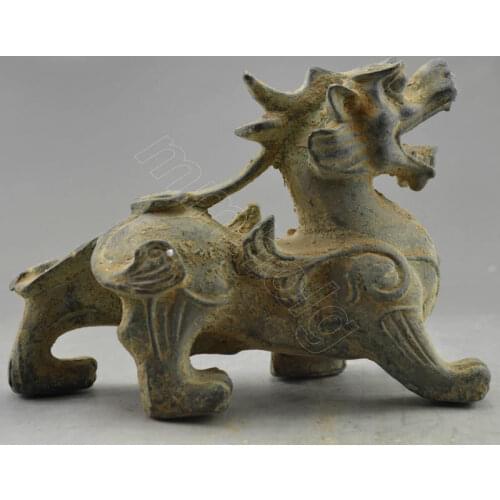 Collectible Vintage Decorated Old Handwork Bronze Carved Dragon Statue 15cm