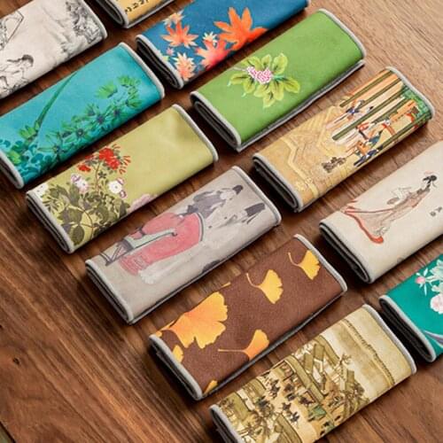 Creative Painted Thick Super Absorbent Tea Towel High End Tea Table Rag Zen Placemat Kitchen Tablecloth Tea Set Accessories