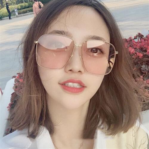 Square Metal Oversized Sunglasses Women Brand Designer Eye Sun Glasses for Women Sunglasses Men Gradient Big Frame Eyeglasses
