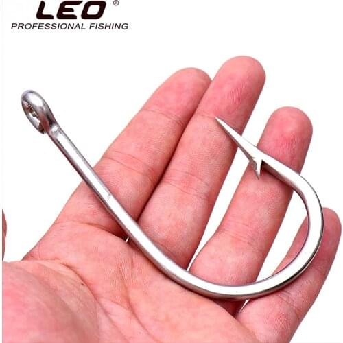 LEO 2pc Deep Sea Ocean Fishing Hook For Big Fish Stainless Steel Fishhooks Shark Tuna Tarpon Florida Fly Jig Cod Fishing Product