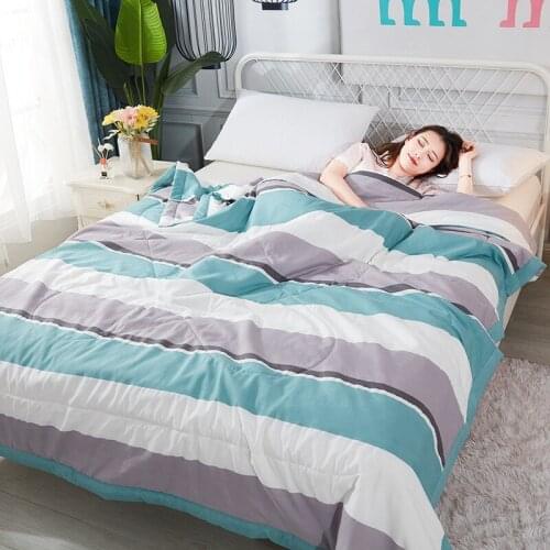Summer Wash Quilt Polyester Air-conditioning Comforter Soft Breathable Cool Blanket Thin Print Bedspread Home Textile for adult