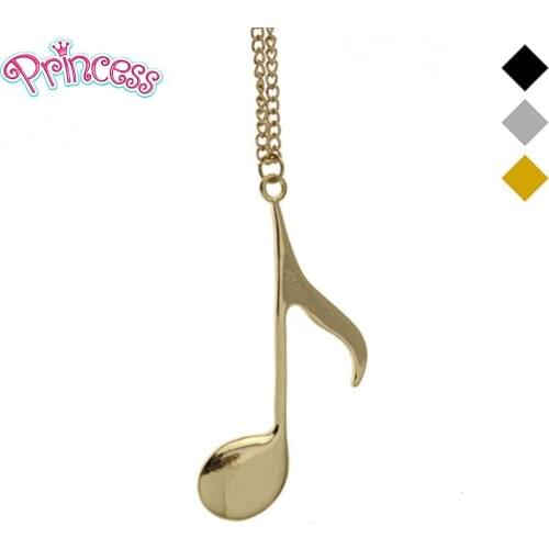 2019 Hot Women Fashion Jewelry Gold//Black Tone Music Notes Pendant Girls Kids Gift Short Necklace EG043