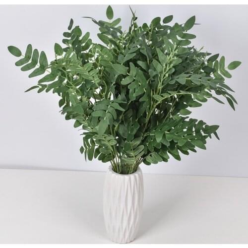 Locust Tree Leaves Green Plant Artificial Silk Leaf for Office Decor Wedding Home Decoration Accessories Plastic Fake Flowers