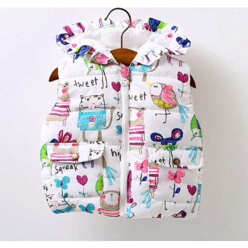 Fashion Cartoon Waistcoats for Baby Girl Clothes 2018 Autumn and Winter New Kids Hoodies Sleeveless Vests Toddler Casual Jackets