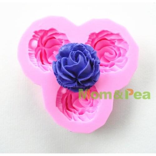 Mom&Pea 0648 Free Shipping 3-Flower Shaped Silicone Mold Cake Decoration Fondant Cake 3D Mold