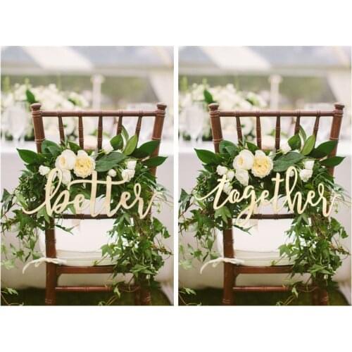 Wedding Chair Signs "Better Together" for Bride and Groom Wedding Chairs,Wooden Hanging Signs Set 2pcs/lot