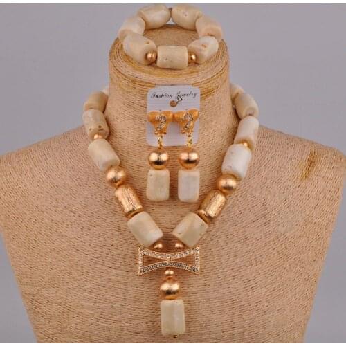 White Coral Beads Jewelry Set Nigerian Wedding African Beads Jewelry Set Bridal Jewelry Sets Bride Set 2-02A1