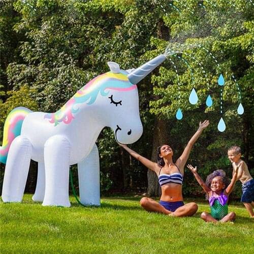 Inflatable Unicorn Yard Sprinkler Inflatable Water Toy Summer Outdoor Fun Lawn Sprinkler Toy for Kids Above Ground Garden Toy