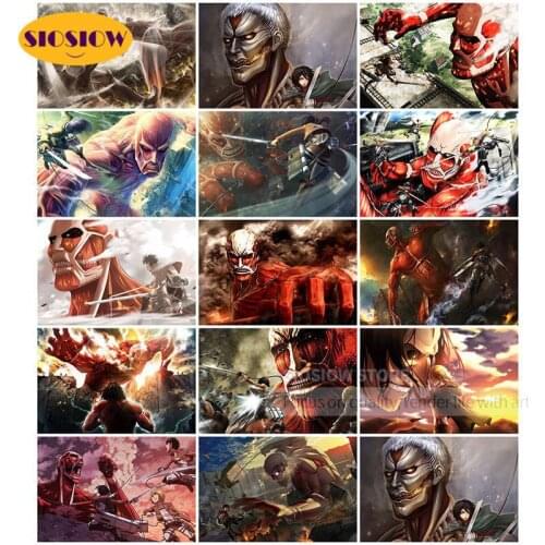 Wall Decor 5D Diamond Embroidery Attack On Titan Painting Animeaux Full Square Drill Cross Stitch Picture Handmade Artwork Gifts