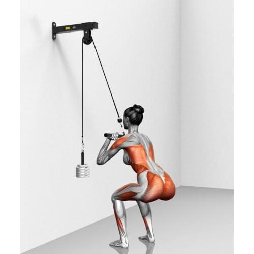 Wall Mounted Pulley Cable Machine Attachments Fitness Lat Pull Down Rope Equipment Home Gym Triceps Biceps Muscle Workout Set