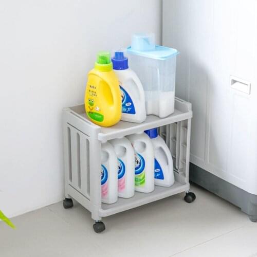 Bathroom Organizer Multi-Layer Plastic Washroom Rack Shelf Towel Storage Shelves Removable With Wheels for Kitchen