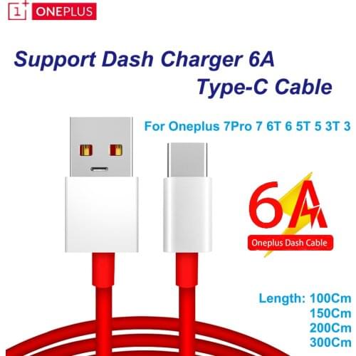 Original Oneplus 7Pro Cable 6A Dash Cable USB 3.1 Type-C Cable for Oneplus 7 6T 6 5T 5 3T Phone USB C 4A Dash Charger Data Cable