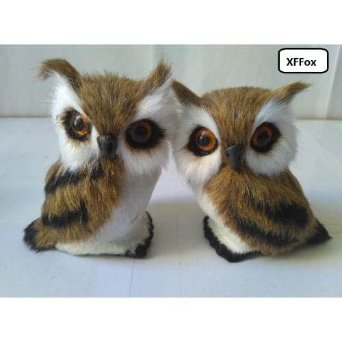 A pair of cute real life owl models plastic&furs brown owl dolls gift about 10cm xf0496