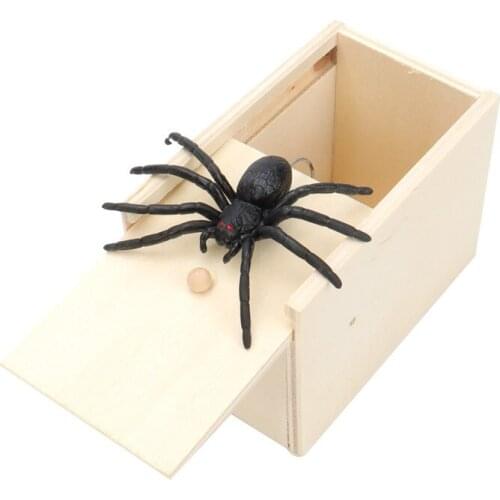 Spider startled wooden box spoof creative tricky toy bug spider spoof toy