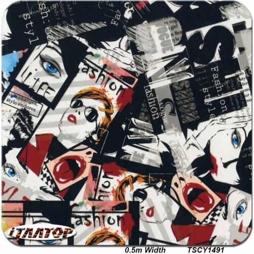 ITAATOP Film Hydro Dipping TSCY1491 0.5M * 2/10/20M Cartoon Hydro Dipping Film