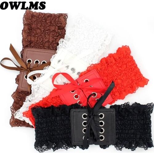 Girdle Women Dresses cummerbunds Decorative waist Belt elastic black Lace Stretch Decorative Ultra Wide Cummerbund women dress