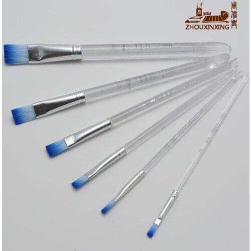 6pcs Watercolor Gouache Painting Pen blue White Nylon Hair short Organic rod Handle Paint Brush Drawing Art Supplies Stationery