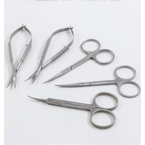 Russian Manicure Scissors Curved Tip Scissors Round Handle Elbow Scissors Nail Dead Skin Remover Nail Clipper Salon Nail Tools
