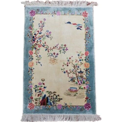 Seeykeep™ 2x3ft Silk Handknotted China Traditional Xihu Lake Scenery Pattern Rug -FC3016108