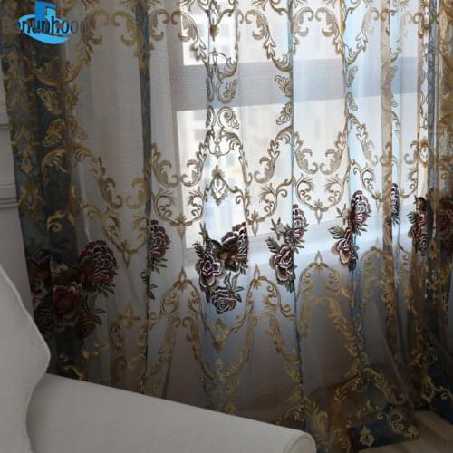 2019 Curtains European Embroidery Flower Screen Tulle For Bedroom Living Room Balcony Bay Finished Sheer Fabric Voile Drapes