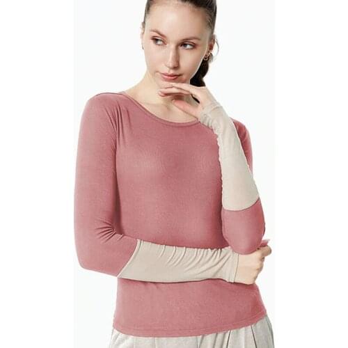 Fitness Sport Shirt Long Sleeve Hit Color Splicing Black Yoga Crop Top Workout Women Gym Wear Running Clothes