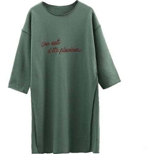 Girl sweater Girl cotton loose sweater Girl letter embroidered long sweater Girl autumn and winter soft and comfortable sweater