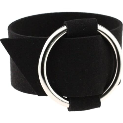 Temperament style fashion accessories simple personality retro style high quality suede circle metal ring wide bracelet