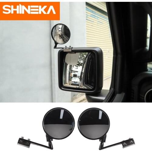 SHINEKA Mirror & Covers For Jeep Wrangler JL Car Wide-angle Rear-view Auxiliary Blind Spot Mirror For Jeep Wrangler JL 2018 Up
