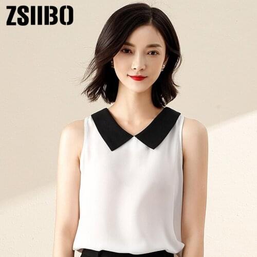 Summer Work Vintage Ladies Plus Size Clothes Women Blouse Sleeveless Bow Chiffon Shirt 2021 Elegant Turn-Down Collar White top