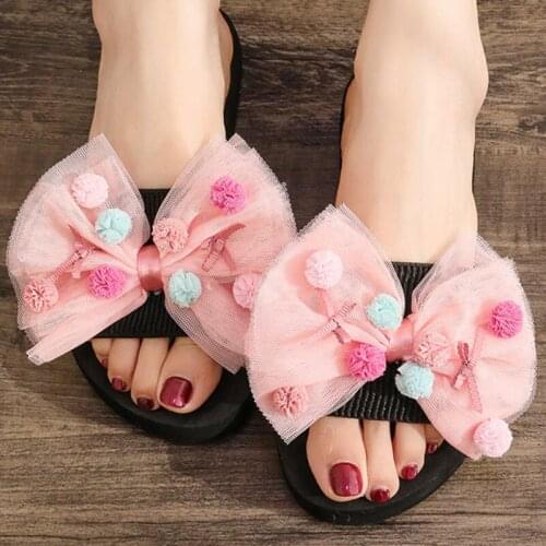 Womens Bow Summer Sandals Slipper Indoor Outdoor Beach Shoes Summer Womens Shoes Flip Flops Platform Sandalia Feminina sh139