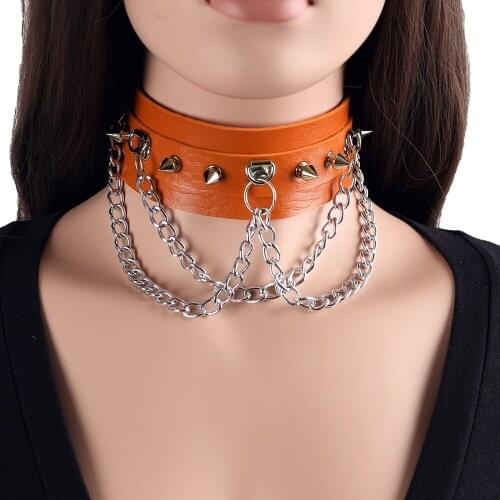 Women Choker Collar Necklace Gothic Chocker Punk Style Necklace Round Spike Collar Pendant Jewelry For Women Birthday Party Gift